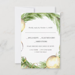 Kerst Huwelijk | Aquarel RSVP met maaltijdkeuze Kaartje