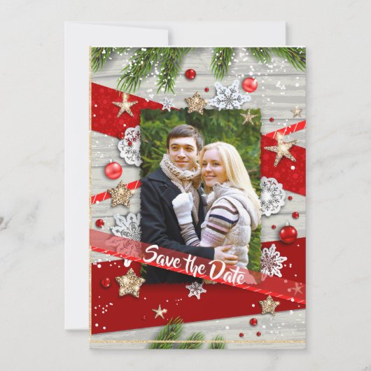 Kerst Huwelijk Bewaar de Datum Save The Date (Voorkant)