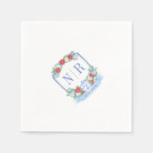 Kerst Huwelijk Chinoiserie Koppels Monogram Servet (Voorkant)