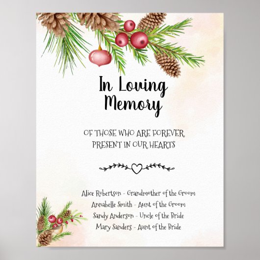 Kerst Huwelijk In Liefdevolle Herinnering Huwelijk Poster (Voorkant)