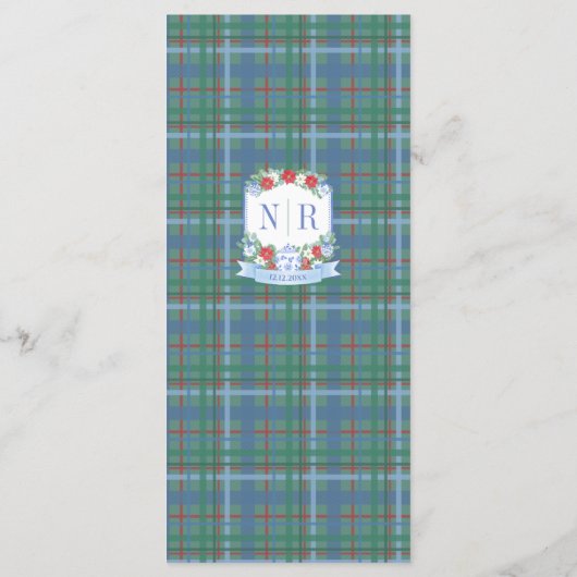 Kerst Huwelijk Monogram Individuele Plaats Namen Menu (Achterkant)