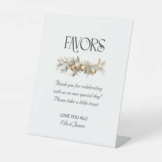 Kerst Huwelijks Gouden Slinger Favoriet Tafelbord Reclamebord Met Voetstuk (Voorkant)