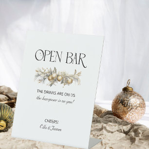 Kerst Huwelijks Slinger Open Bar Bord Reclamebord Met Voetstuk