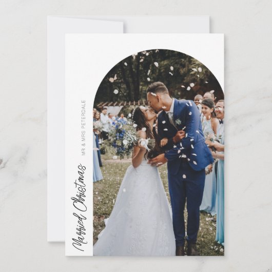 kerst huwelijksaankondiging met boog bedankkaart (Voorkant)