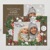 Kerst Huwelijksfoto Bewaar de Datum Save The Date (Voorkant / Achterkant)