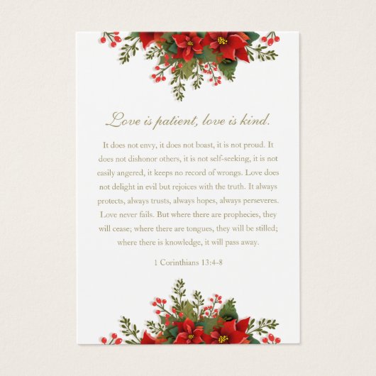 Kerst Huwelijksgebed Poinsettia Gebed Visitekaartje (Voorkant)
