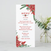 Kerst Huwelijksmenu met Rode Poinsettia Menu (Staand voorkant)