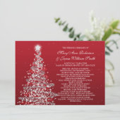 Kerst Huwelijksprogramma Rood Zilver Kaart (Staand voorkant)