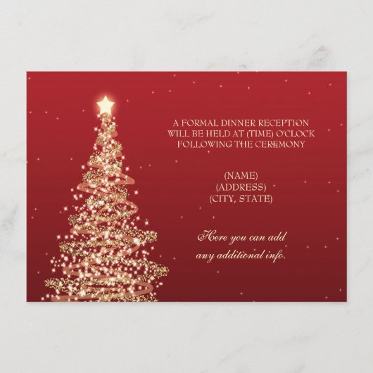 Kerst Huwelijksreceptie Rood Goud Informatiekaartje (Voorkant)