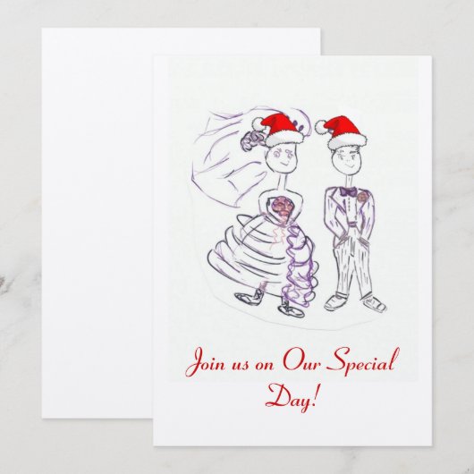 Kerst Huwelijksuitnodiging Kaart (Voorkant / Achterkant)