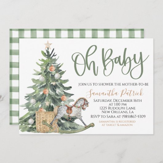 Kerst Hygge Baby shower Uitnodiging (Voorkant / Achterkant)