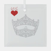 Kerst I hart Pageant Crown Glas Ornament (Voorkant)