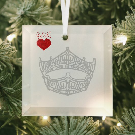 Kerst I hart Pageant Crown Glas Ornament (Insitu)