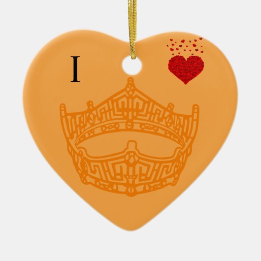 Kerst I hart Pageant Crown Keramisch Ornament (Voorkant)