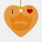 Kerst I hart Pageant Crown Keramisch Ornament (Achterkant)