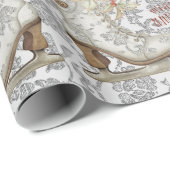 Kerst  Ice Schaatsen Plaid Holly Silver Cadeaupapier (Rol Hoek)
