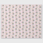 Kerst Iced Koekjes Roze Gingham Eigen Naam Cadeaupapier (Vlak)