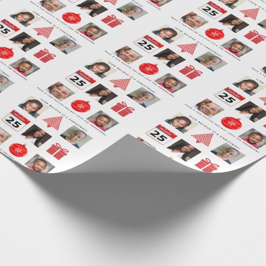 Kerst ICON FOTOCOLLAGE Aandenken Modern Cadeaupapier (Hoek)