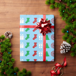Kerst Iconen (Drie Kleuren) Cadeaupapier
