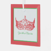 Kerst Iconische Amerikaanse Pageant Crown Glas Ornament (Voorkant links)