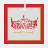Kerst Iconische Amerikaanse Pageant Crown Glas Ornament (Achterkant)