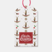 Kerst Idyll hertenpatroon gepersonaliseerd Cadeaulabel (Voorkant)