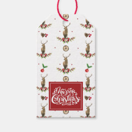 Kerst Idyll hertenpatroon gepersonaliseerd Cadeaulabel