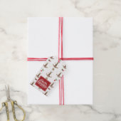 Kerst Idyll hertenpatroon gepersonaliseerd Cadeaulabel (Met Touw)