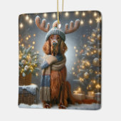 Kerst Ierse Setter met rendier gewei Keramisch Ornament (Links)