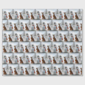 Kerst Ierse Setter met Sneeuwman Cadeaupapier (Vlak)