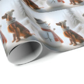 Kerst Ierse Setter met Sneeuwman Cadeaupapier (Rol Hoek)