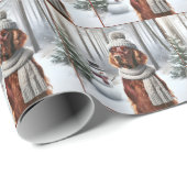 Kerst Ierse Setter met Sneeuwman Cadeaupapier (Rol Hoek)