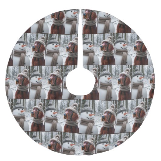 Kerst Ierse Setter met Sneeuwman Kerstboom Rok (Voorkant)