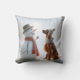 Kerst Ierse Setter met Sneeuwman Kussen