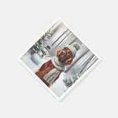 Kerst Ierse Setter met Sneeuwman Servet (Hoek)