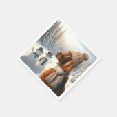 Kerst Ierse Setter met Sneeuwmannen Servet (Hoek)