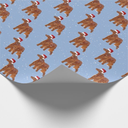 Kerst Ierse Setter Met Sneeuwvlokken Cadeaupapier (Hoek)