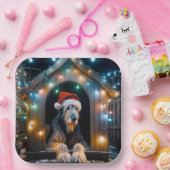 Kerst Ierse Wolfshond in een hondenhok Papieren Bordje (Feest)