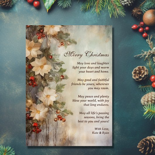 Kerst Ierse zegen |  winterbloem Feestdagenkaart