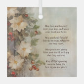 Kerst Ierse zegen |  winterbloem Glas Ornament (Voorkant)