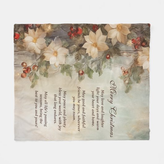 Kerst Ierse zegen | winterbloemen Fleece Deken (Voorkant (Horizontaal))
