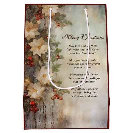 Kerst Ierse zegen |  winterbloemen Medium Cadeauzakje (Achterkant)