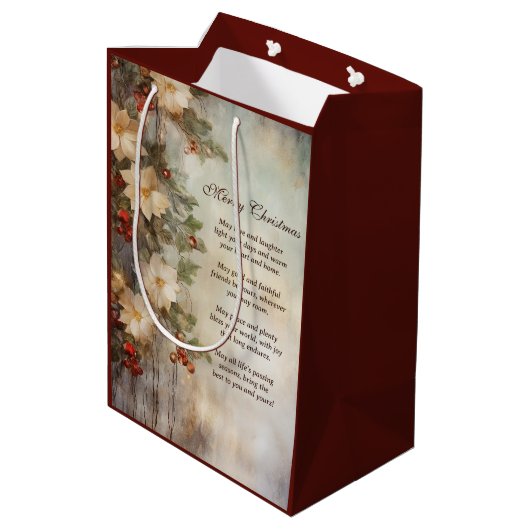 Kerst Ierse zegen |  winterbloemen Medium Cadeauzakje (Achterkant Gekanteld)