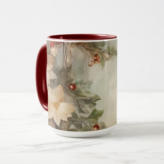 Kerst Ierse zegen |  winterbloemen Mok (Voorkant links)