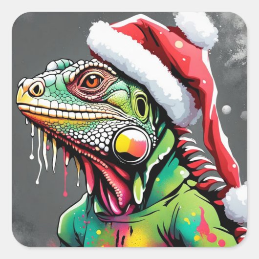 Kerst Iguana Sticker (Voorkant)