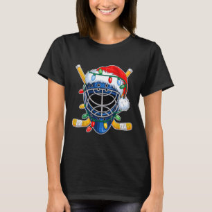 Kerst ijs hockey helm Kerstman Xmas mannen jongens T-shirt
