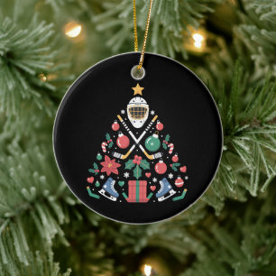 Kerst ijs hockey liefhebber boom sportteam keramisch ornament