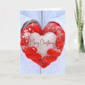 Kerst Ijshart in rode handschoenen Feestdagen Kaart (Voorkant)