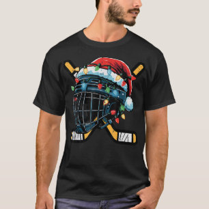 Kerst IJshockeyhelm Santa Xmas Mannen Boys Ki T-shirt