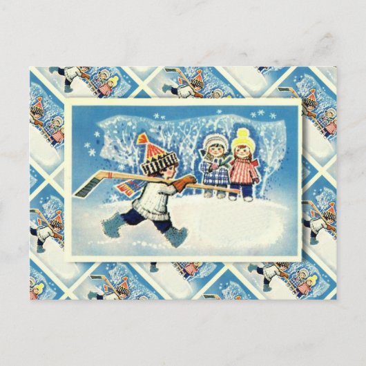 kerst, ijshockeyspeler feestdagenkaart (Voorkant)